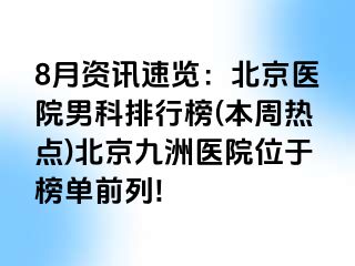 8月资讯速览：北京医院男科排行榜(本周热点)北京惠城医院位于榜单前列!